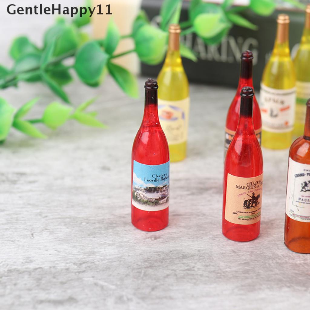 Gentlehappy 4pcs / Set Mainan Miniatur Botol Wine Merah Aksen Hollow Untuk Aksesoris Rumah Boneka