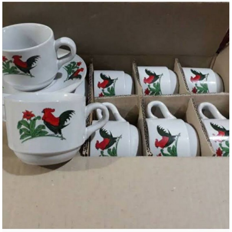 cangkir set/ cangkir set ayam jago/cangkir set lilia/cangkir set two tone/cangkir kopi/cangkir teh/c