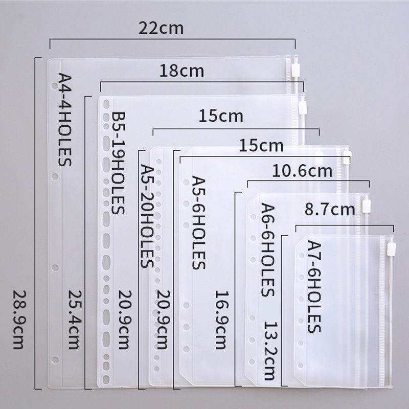 A4/A5/A6/A7/B5 Loose-Leaf Holder 4/6/20/26 Holes Waterproof File Storage