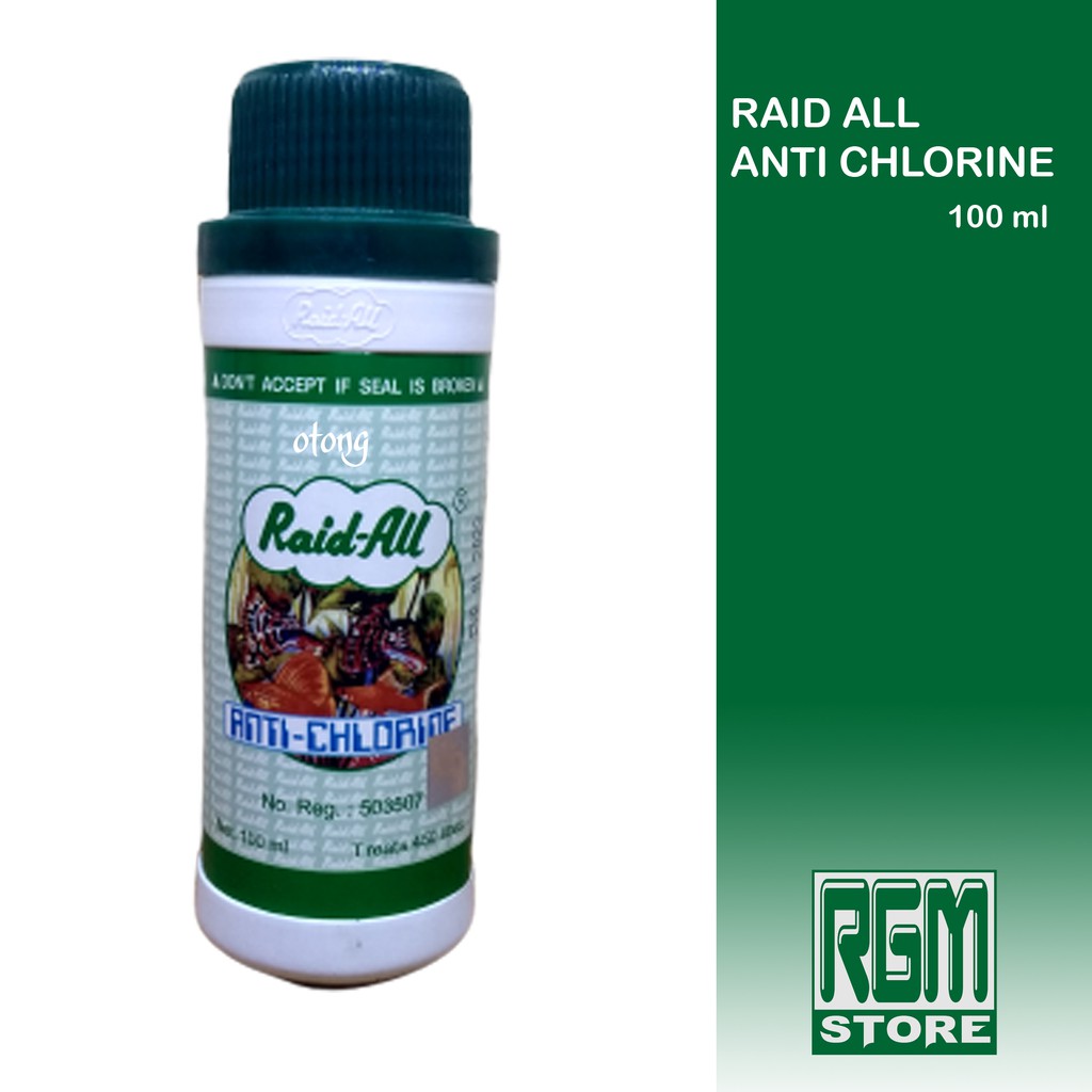 obat ikan Anti Chlorine Clorin Cair Raid All 100ml murah