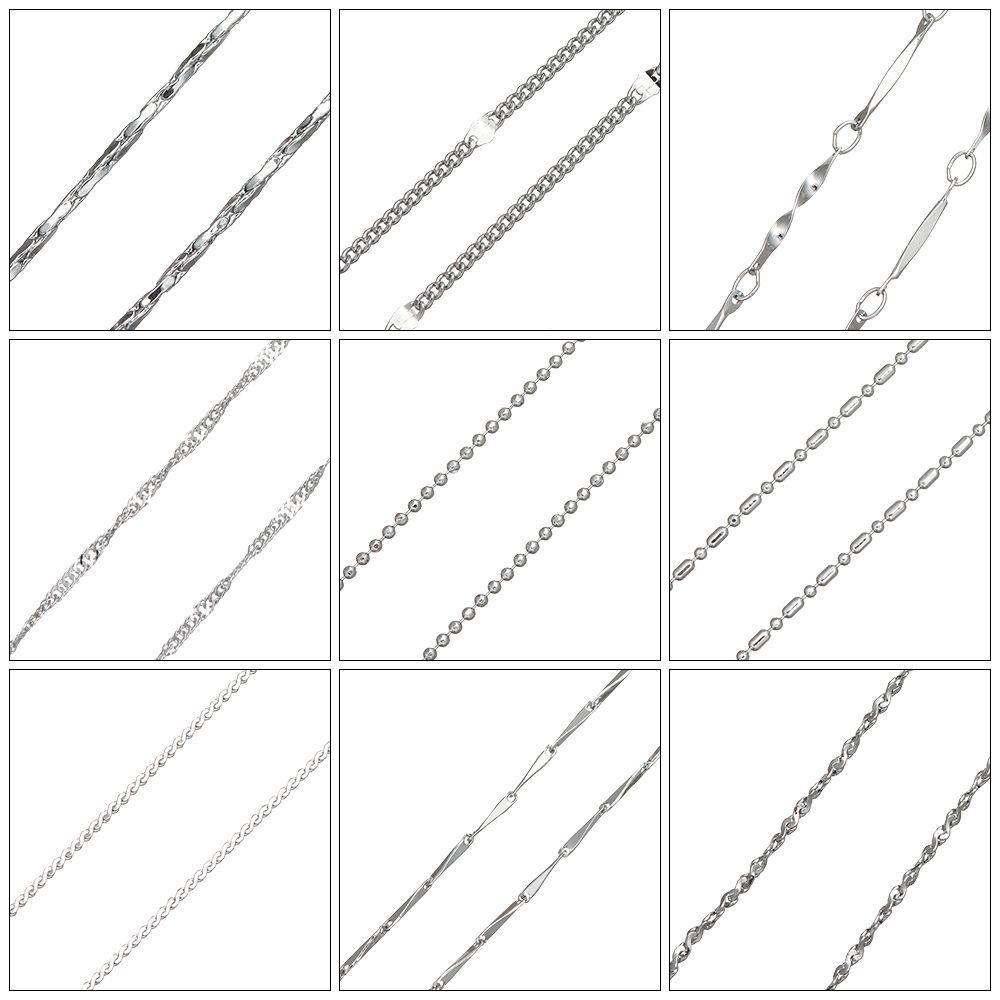 ❈ROWAN❈ 18 inch Jewelry 925 Sterling Silver Fashion for Men Women Necklace Chains Female Clavicle Chain Snake Pendant Water Wave Simple Multi-style