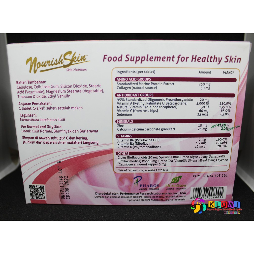 Nourish Skin 15 - 60 Tablet/ Nourish Skin 30 / Nourish Skin 60 / Awet Muda / Suplemen Kulit / Glow