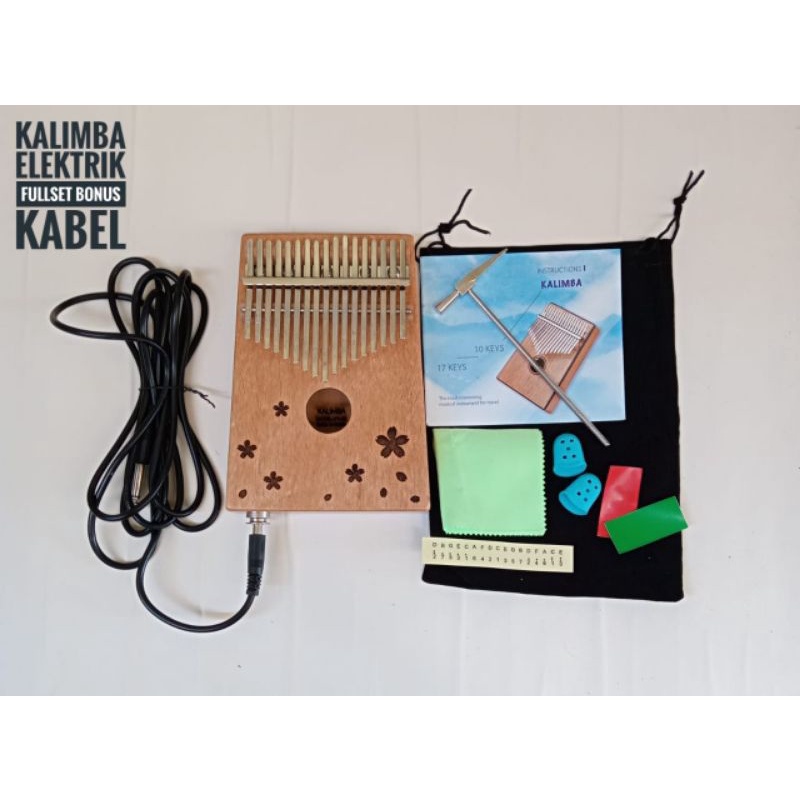 kalimba elektrik 17key  piano jari fullset kalimba EQ BONUS KABEL