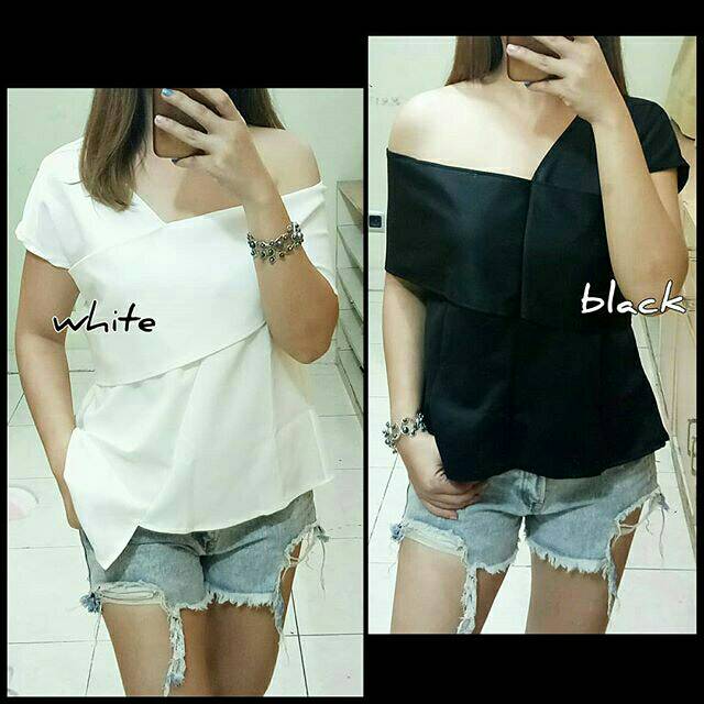 Baju atasan wanita blouse sabrina murah scuba top FF467