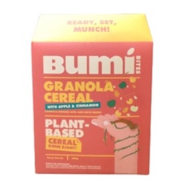 

Bumi Bites Granola Cereal Apple & Cinnamon 400gr/ Cereal Granola Box