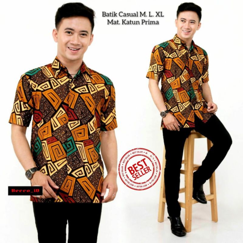 BAJU BATIK PRIA LENGAN PENDEK (BISA COD)