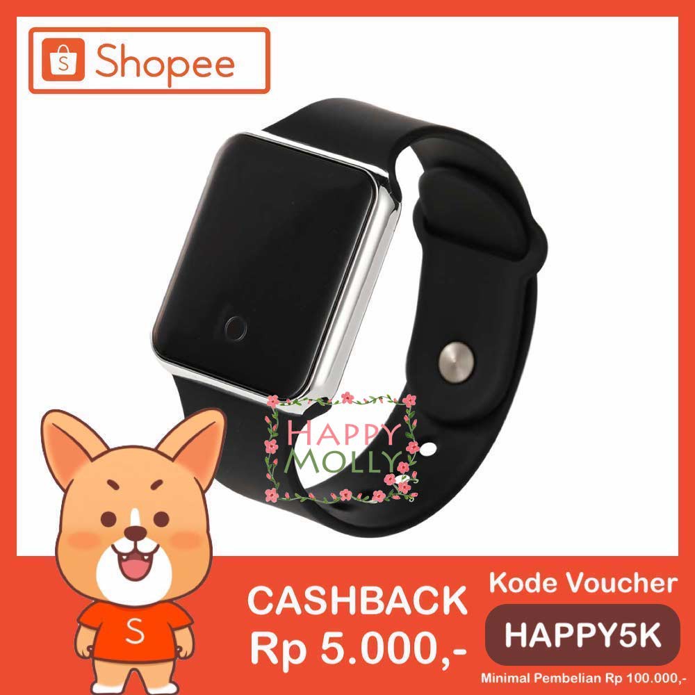 Touch Screen★LED Watch [ Black Silver ] Jam Tangan Digital Pria &amp; Wanita - Strap Rubber