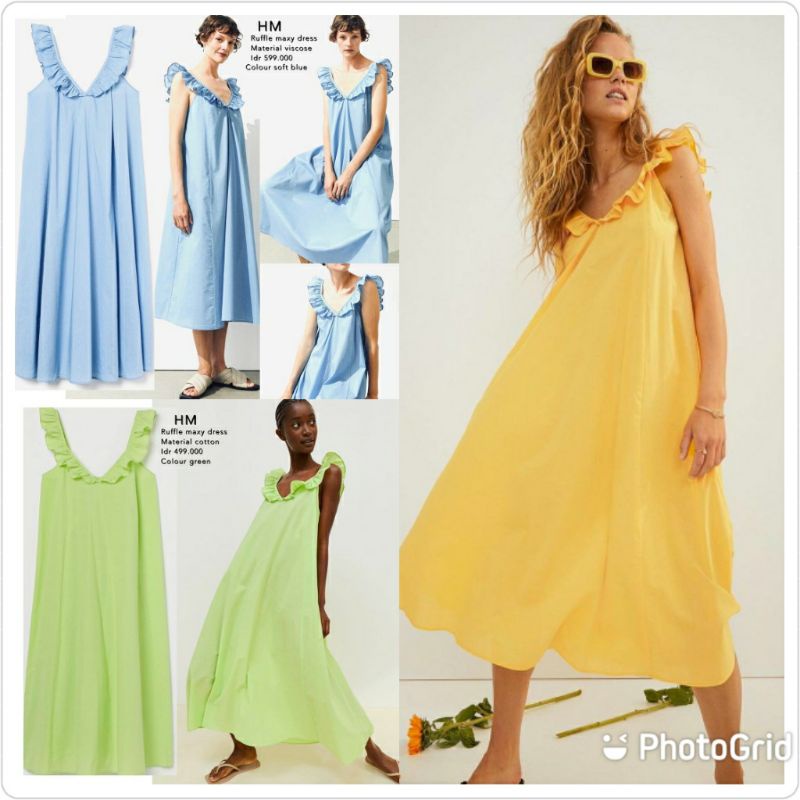 Hm flounce maxy dress (Hm ruffle timmed dress)