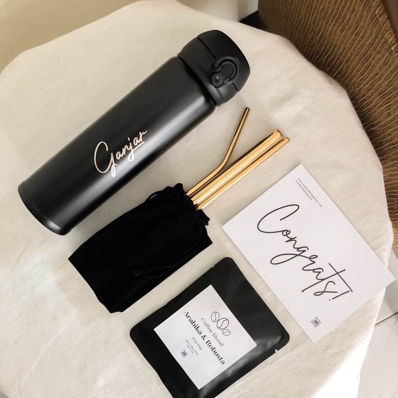 Tumbler Thermos Grafir Custom Nama Hadiah Wisuda dan Pernikahan