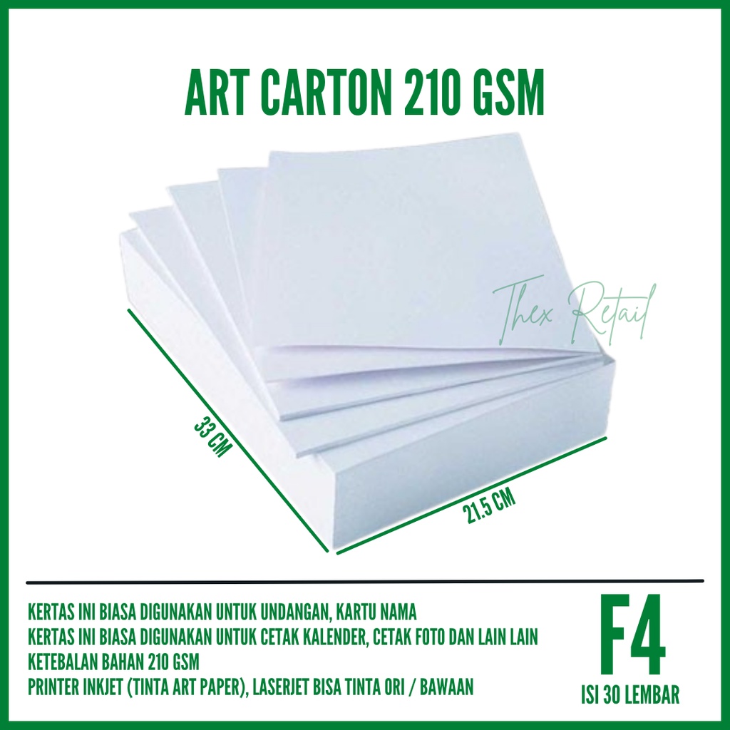 

Kertas Art Carton F4 210 gsm isi 30 lembar / Art Carton 210 gsm F4