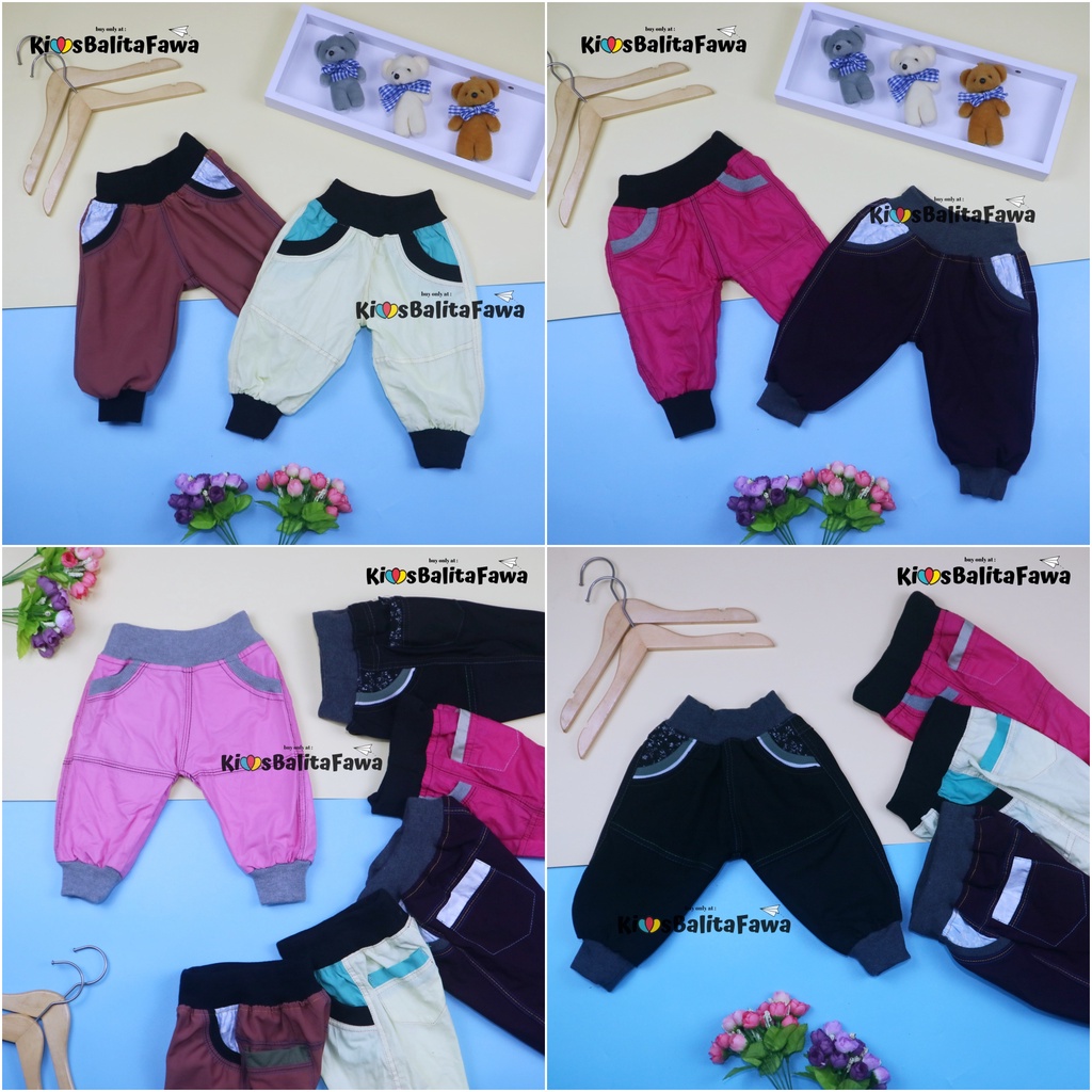 Jogger Bobo Kids uk 1-2 Tahun / Joger Pants Celana Anak Laki Perempuan Polos Import