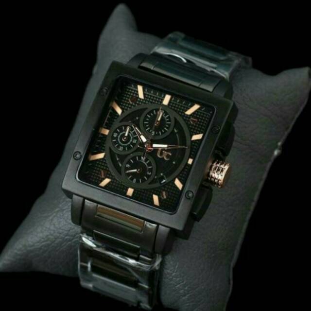 JAM TANGAN PRIA GUESS COLLECTION CHRONOGRAPH PERSEGI BLACK GOLD