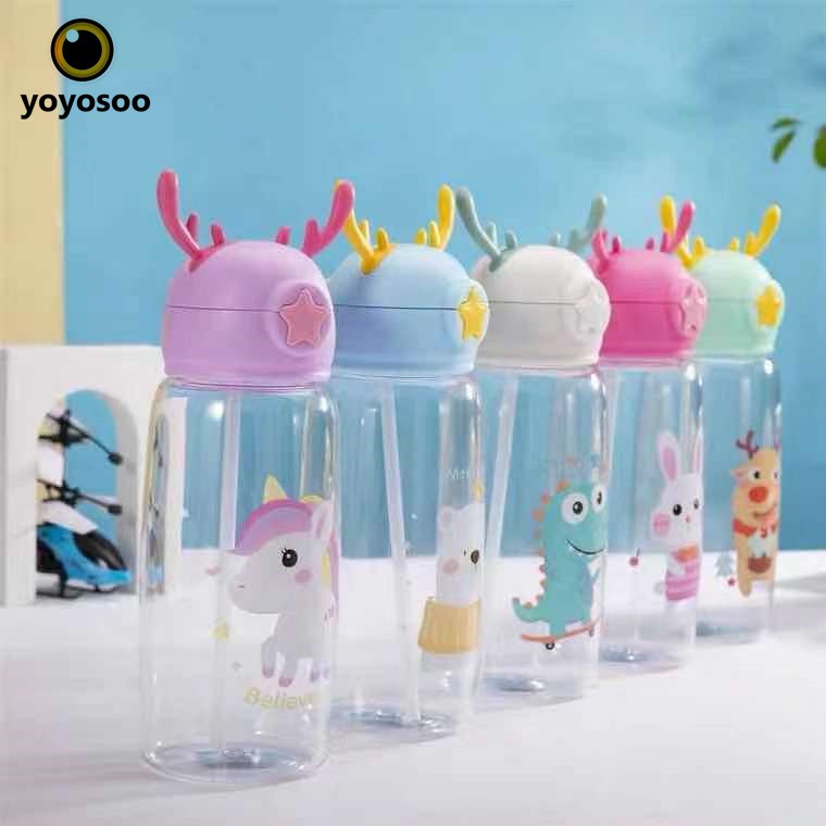 Cuci Gudang - Botol minum anak tutup tanduk rusa motif animal lucu water bottle BPA free - yoyosoo