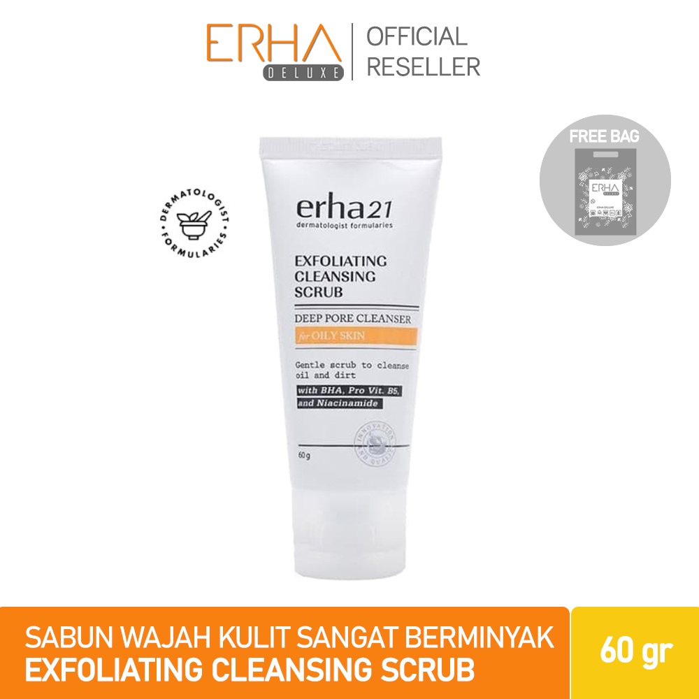 ERHA Sabun Wajah ECS Exfoliating Cleansing Scrub BHA Niacinamide - Kulit Berminyak