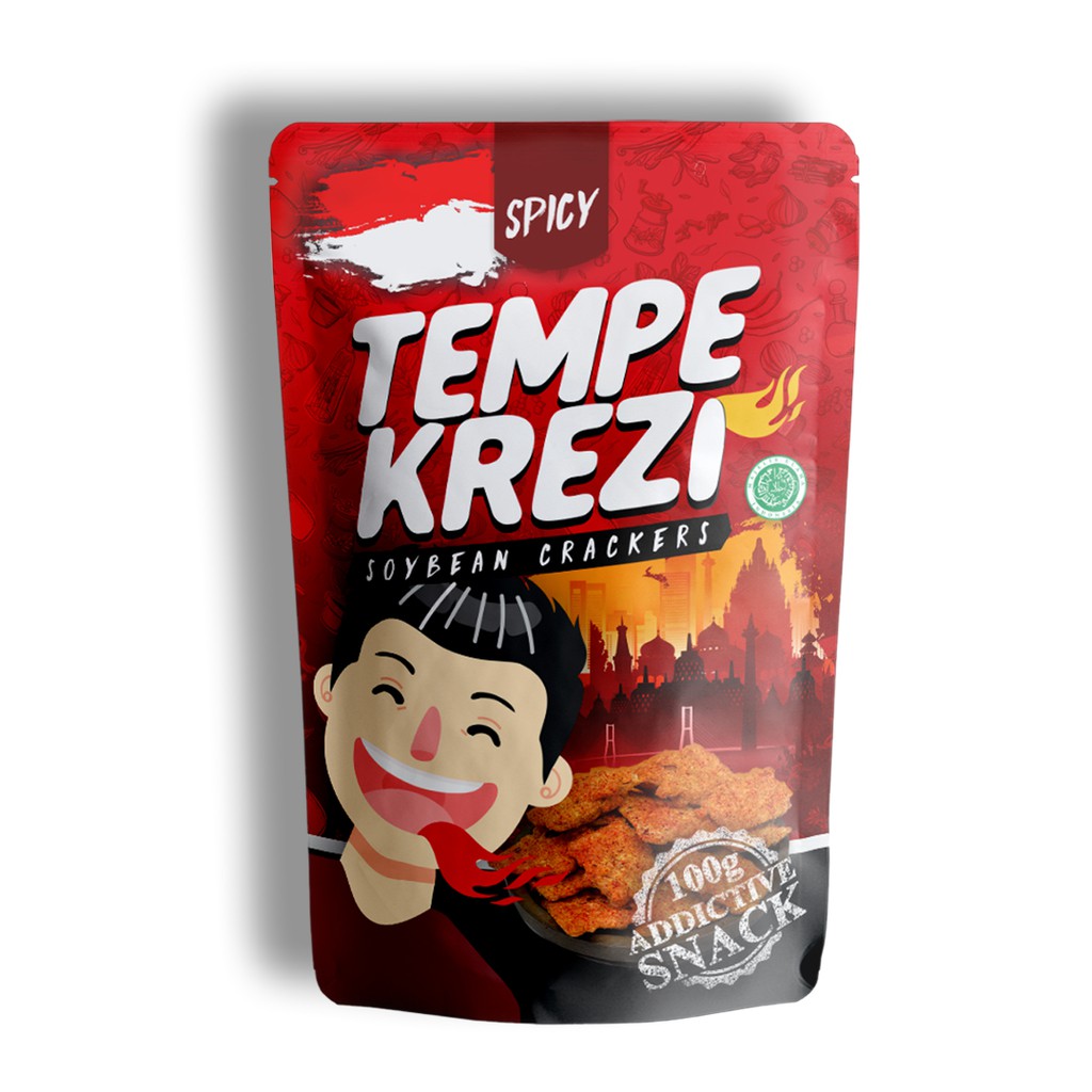 Tempe Krezi Spicy keripik Tempe Pedas Gila Hot Renyah Snack UMKM kekinian khas Indonesia