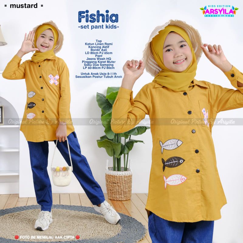Fishia Set Pant Kids By ARSYILA • Setelan Jeans Kids Remaja Teen Anak Perempuan Muslim Set