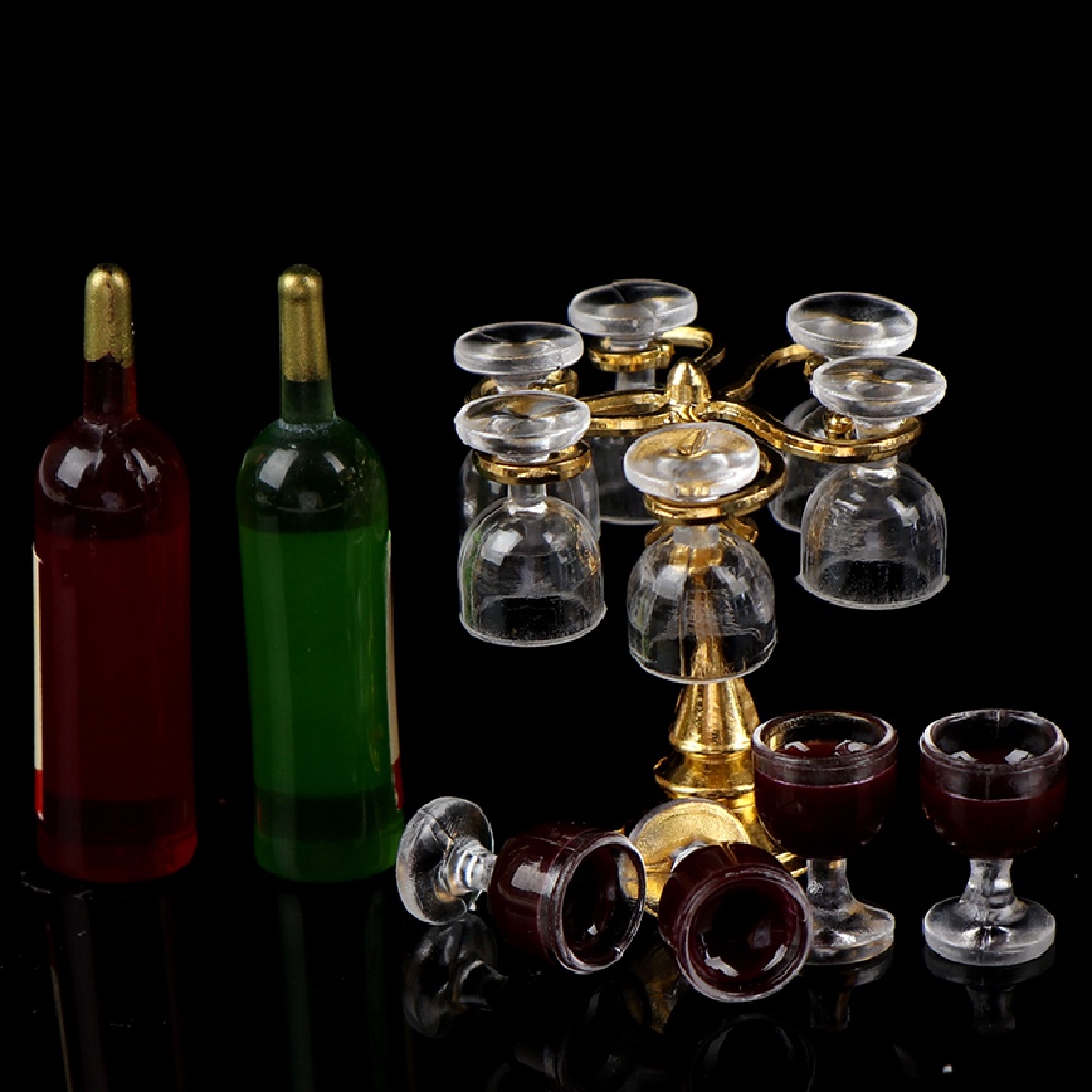 [beautifulhome2.id] 13Pcs/set 1:12 Dollhouse Miniature Wine Bottles Cup Holder Dollhouse Accessory ID