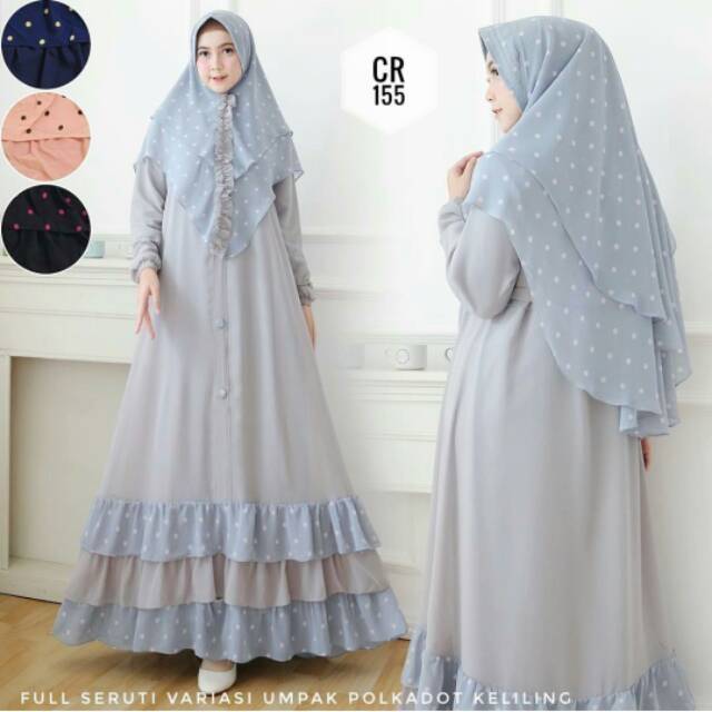 Set syari ceruti umpak polka