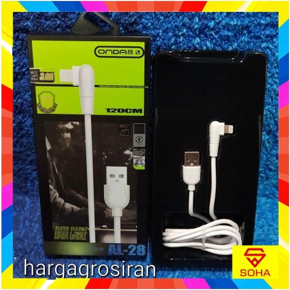 AL-28 ONDA Iphone Kabel Data USB Lighting Fast Charging 3.0A 120cm Quality Trusted Bahan Tebal