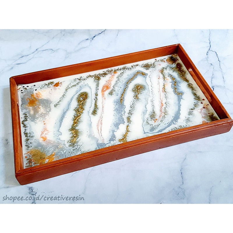 Nampan Kayu Jati Resin / Wooden Tray / Nampan Unik ukuran besar