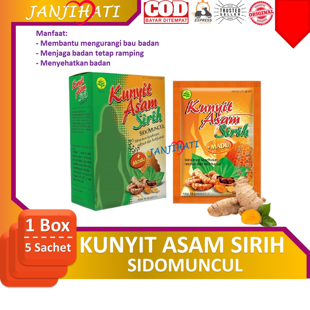 

Kunyit Asam Sirih Plus Madu Sidomuncul (1 Pak isi 5 Sachet)