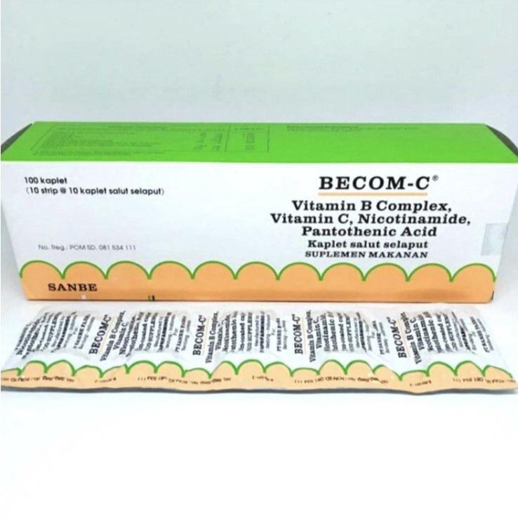 Becom C Multivitamin per Strip Isi 10 Kaplet Non Zet / Zink aman lambung