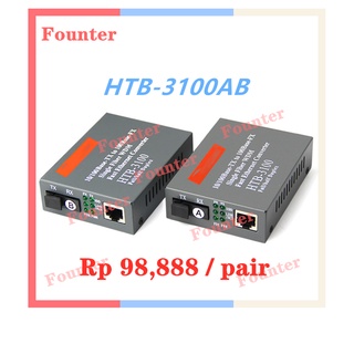 【With adapter】1 Pair HTB-3100AB Optical Fiber Media Converter Fiber Transceiver Single Fiber Converter SC 10/100M Singlemode Single Fiber