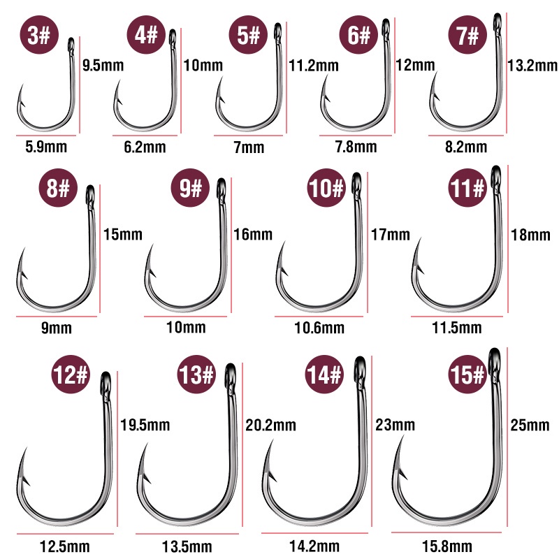 Akakuma 100Pcs / Kotak Kail Pancing Bahan Carbon Steel Tahan Lama