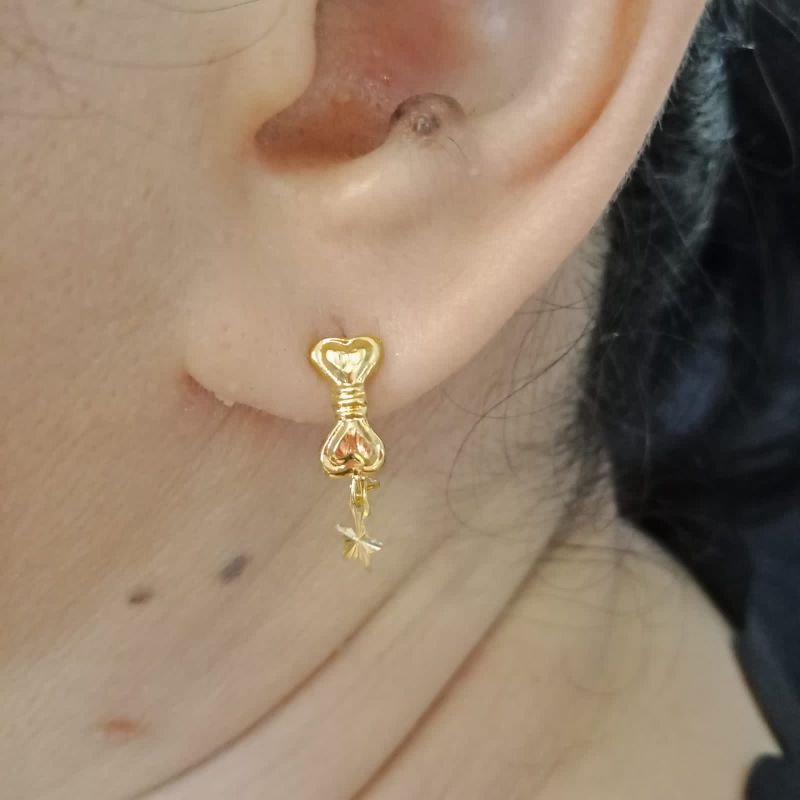 anting anak dan dewasa emas asli kadar 700 70% 16k 22 gold tanpa permata gantung bintang ringan