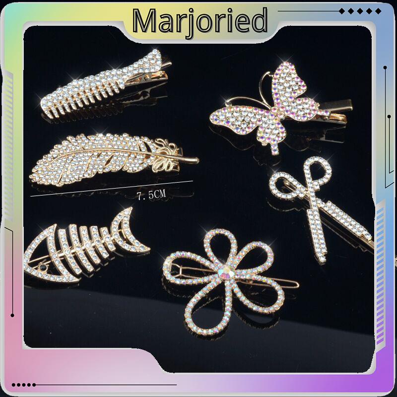 Fishbone Hairpin 6-Piece Set Aksesoris Rambut Vintage Set Dengan Diamond Pearl Edge Clip Bebek Paruh Clip-MJD