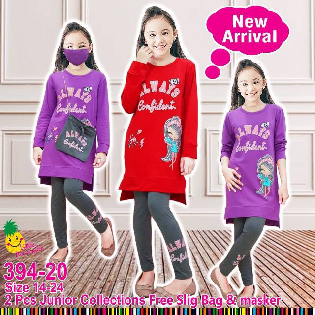 LP91A BAJU SETELAN TUNIK ANAK TANGGUNG ABG CEWEK PEREMPUAN MODIS KEKINIAN TAS MASKER