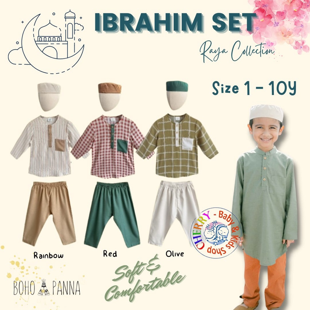 Bohopanna Ibrahim Koko Set 1-3 Tahun Muslim Baju Lebaran Koko Celana Peci / Setelan Koko Raya / Pakaian Muslim CBKS