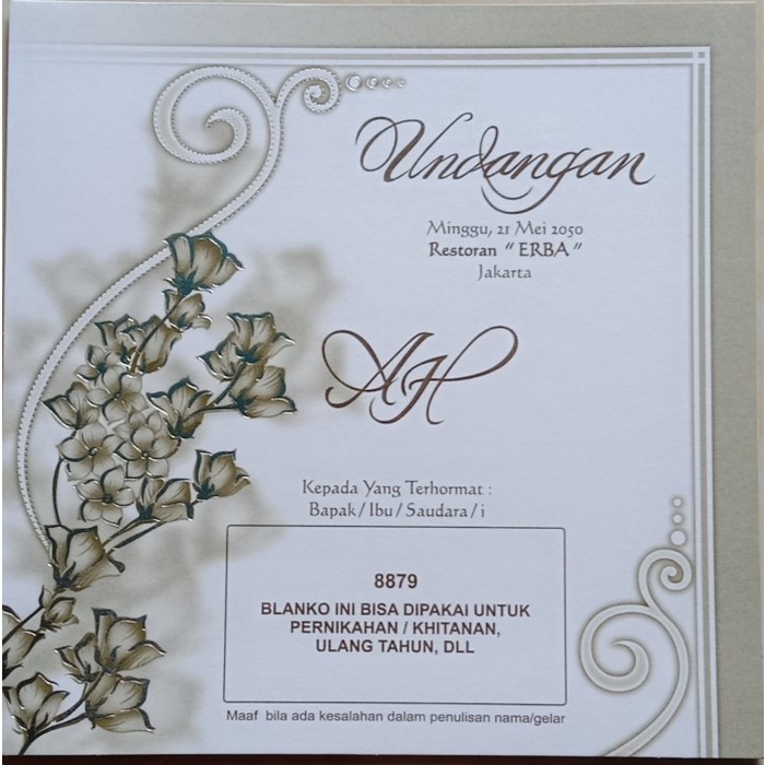 Blangko Undangan Pernikahan ERA BARU / ERBA 8879 COVER Harga Murah