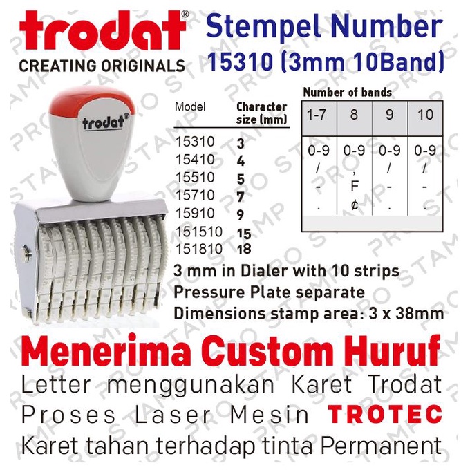 

Stempel Angka Manual 10 Digit 3mm Trodat 15310