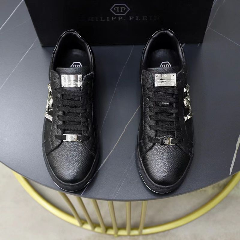 sepatu hitam philipp plein pria sneaker cowok kets kulit men shoes pp top branded mirror vip P1SHOES