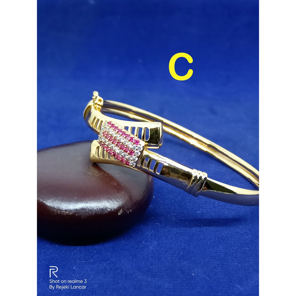 GELANG BANGKOK PERMATA ZIRKON LAPIS EMAS 18K