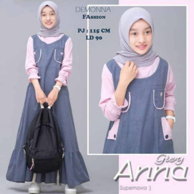 Pakaian muslim anak perempuan dress anak umur usia 9 10 tahun
