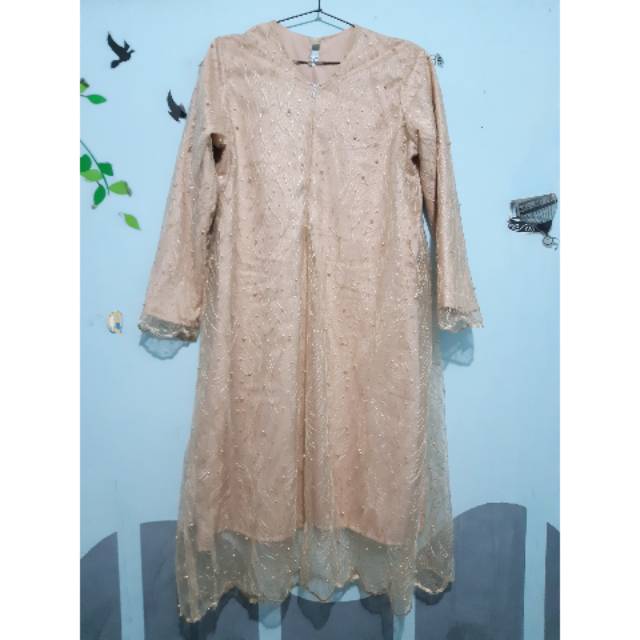 Lace tunik / Tunik brukat warna coklat gold size L