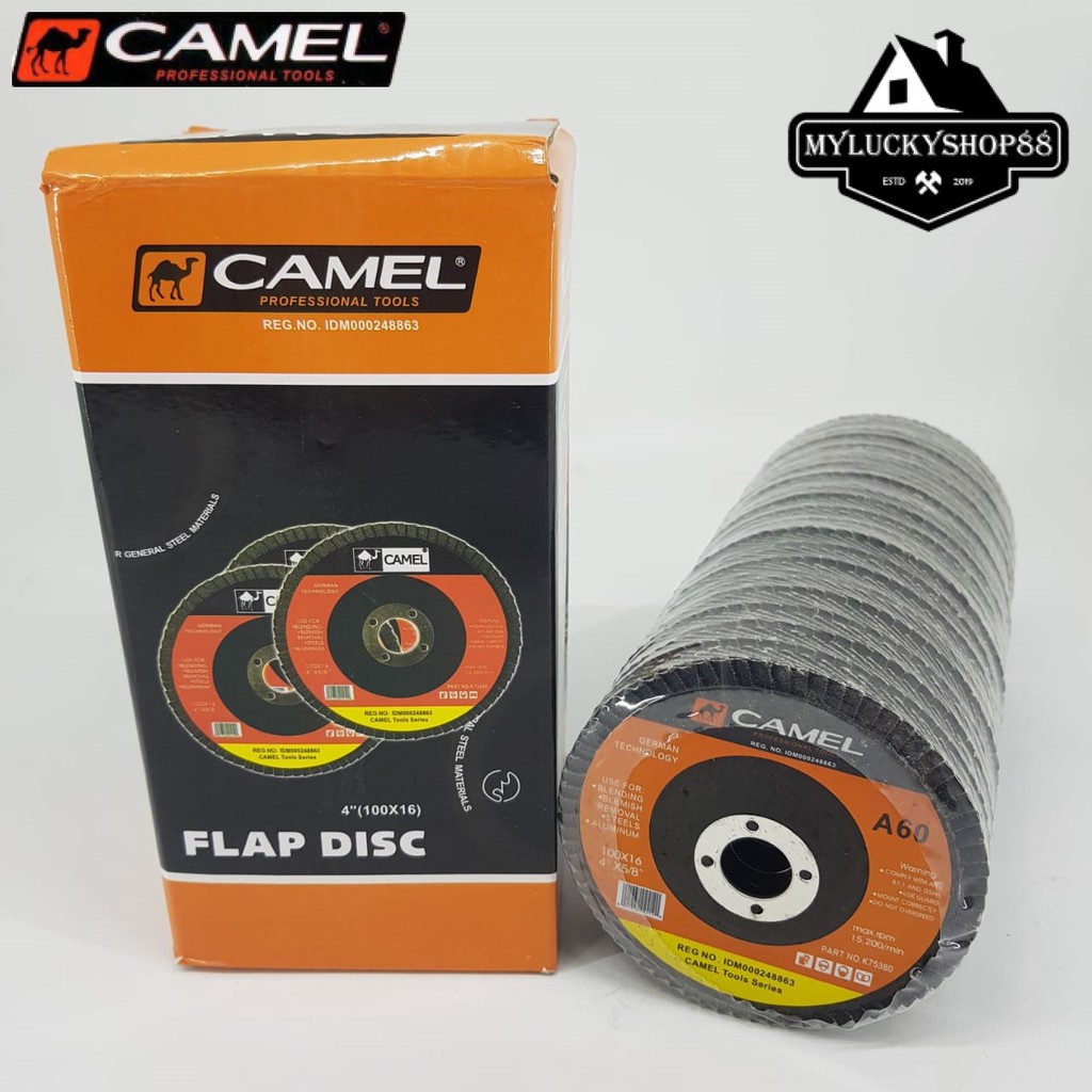 Flap Disc Sand Grit 4&quot; Inch 100 mm A60 Amplas Gerinda Susun Camel 60