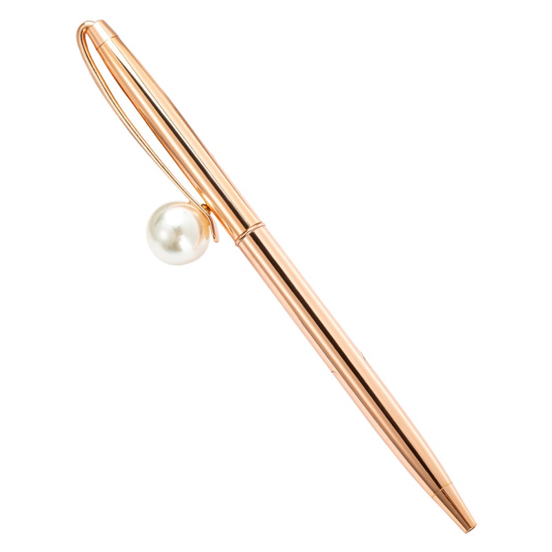 Rotating Pearl Metal Ballpoint Pen Gift Pen Big Pearl Coats Ballpoint Pen for Student Stationery Gifts