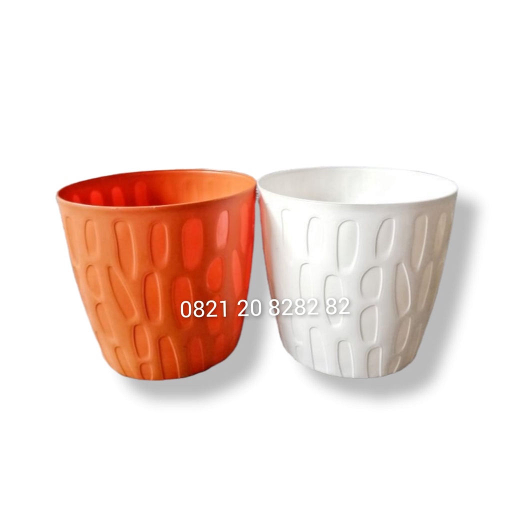 POT BUNGA 25 PUTIH / MERAH | POT TANAMAN HIAS 25 TEBAL | POT BUAH | POT BIBIT MODEL KACANG 22CM