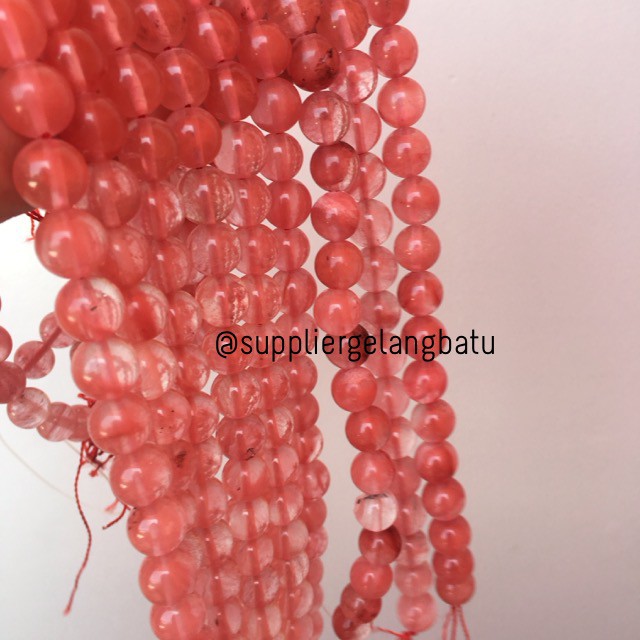 batu kristal cherry quartz 10mm chery pink crystal stone healing ceri aksesoris fashion pria wanita