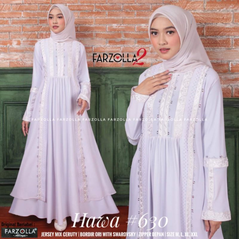 Abaya Turkey putih bordir swarovsky hawa 630   Farzolla