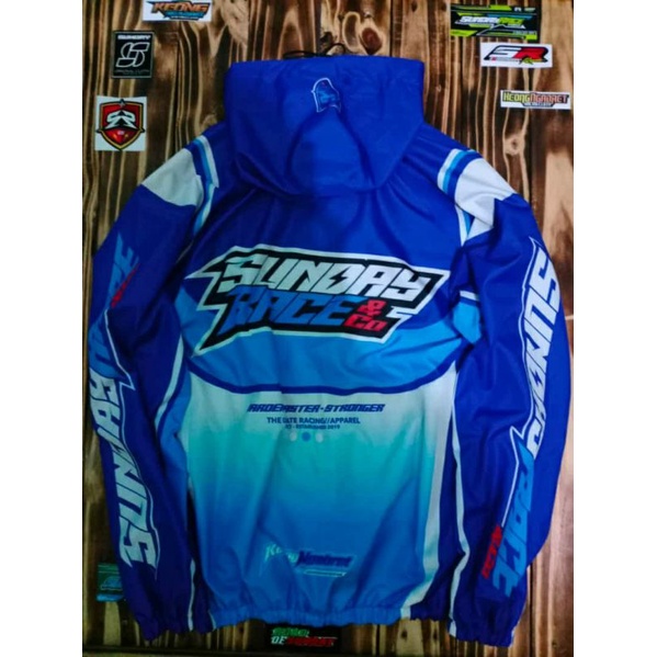 jaket parasut original sunday race motif racing allsize