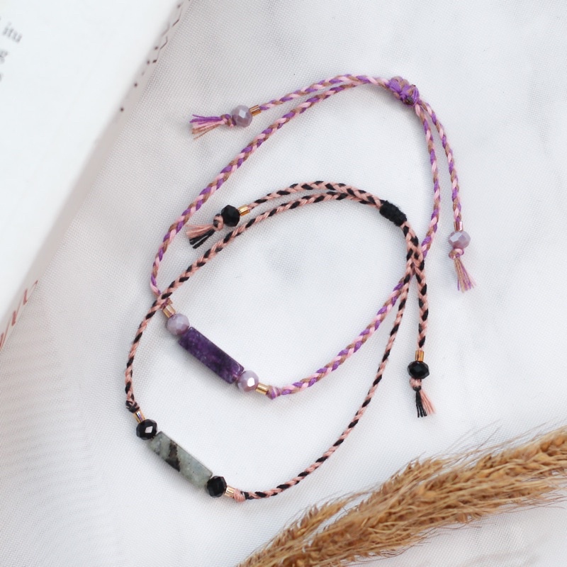 Meydan Stone Bracelet / Gelang Minimalis / Gelang Tali kepang / Gelang etnik / Gelang Batu alam / Ge