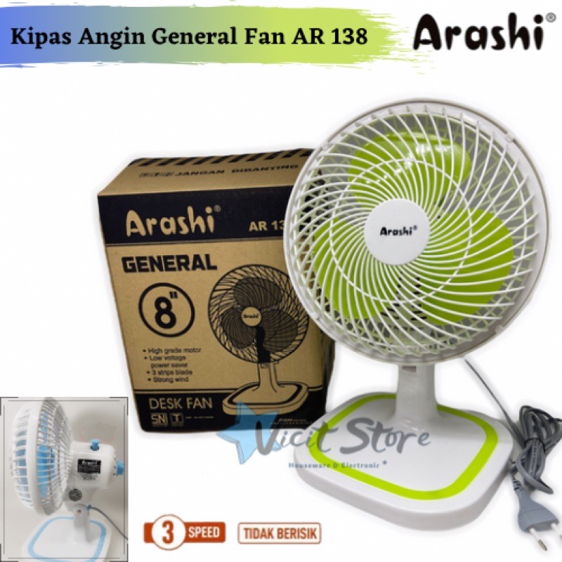 Arashi General Fan AR 138 Kipas Angin Duduk Meja Deskfan 8”