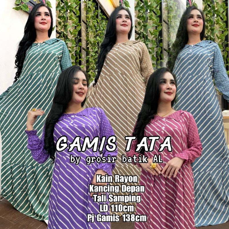 GAMIS NUNA GAMIS RAYON KAIN TEBAL BATIK MOTIF KEKINIAN BUSUI FRIENDLY BAHAN HALUS ADEM