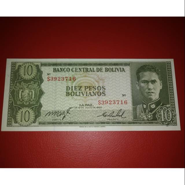 Uang Asing Bolivia Pecahan 10 Pesos