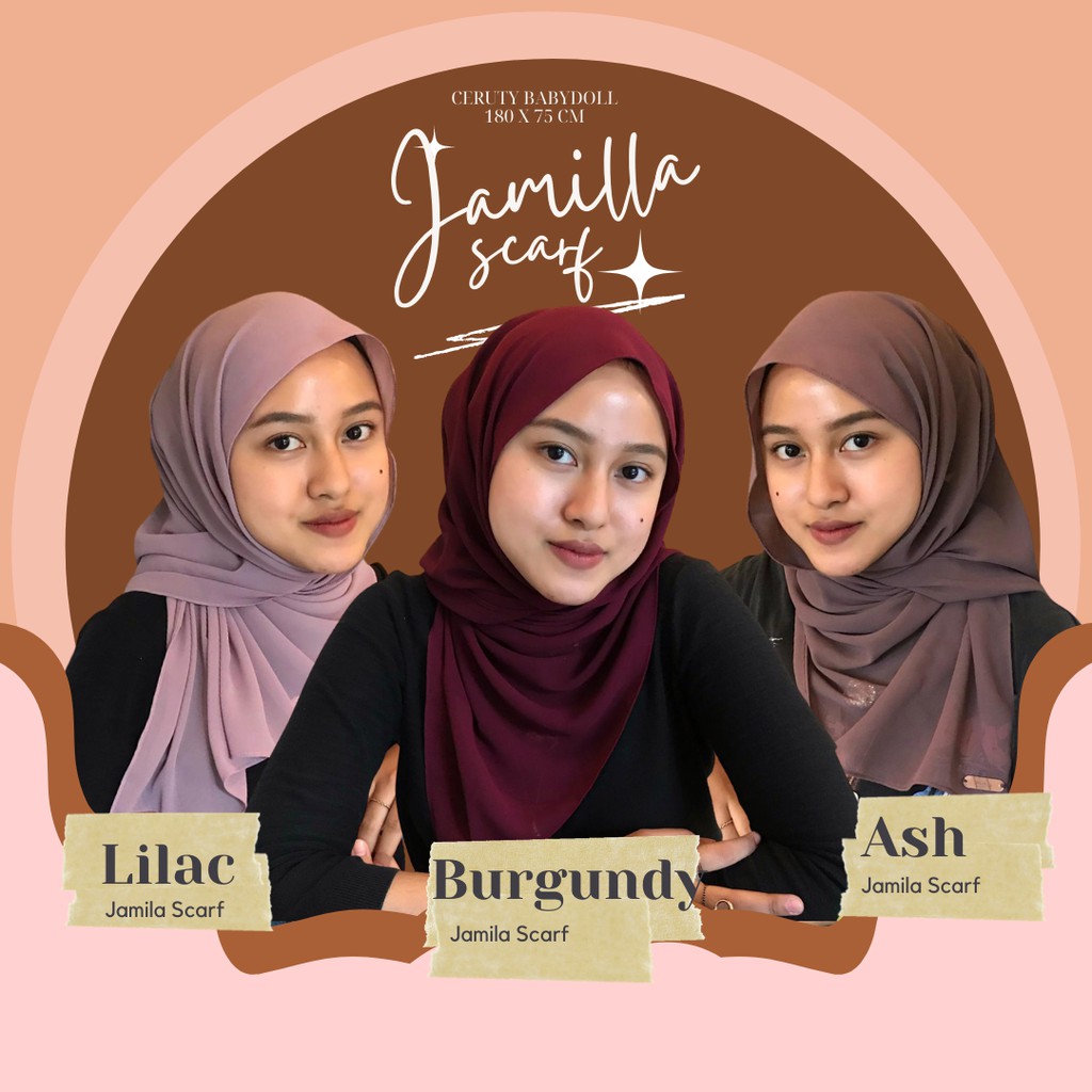 JAMILA SCARF PREMIUM CERUTI BABYDOLL HIJAB / PASHMINA CERUTI BABYDOLL / JILBAB