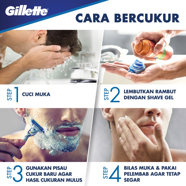 Gillette Alat Cukur Blue 3 Merah Razor Pisau Cukur isi 2